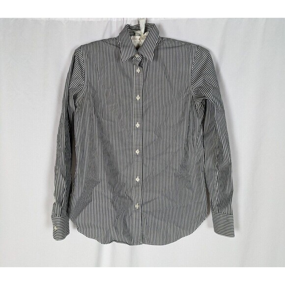 Lauren Ralph Lauren Button Down XXS Women's Gray Striped Long Sleeve No Iron - Picture 1 of 6